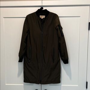 Michael Kors Olive Bomber Coat with Black Trim